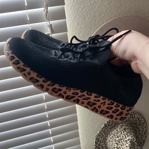 Black and Leopard Tennis Shoes